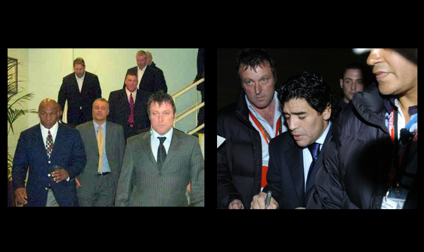 Olympus Security Close Protection - Mike Tyson and Diego Maradona